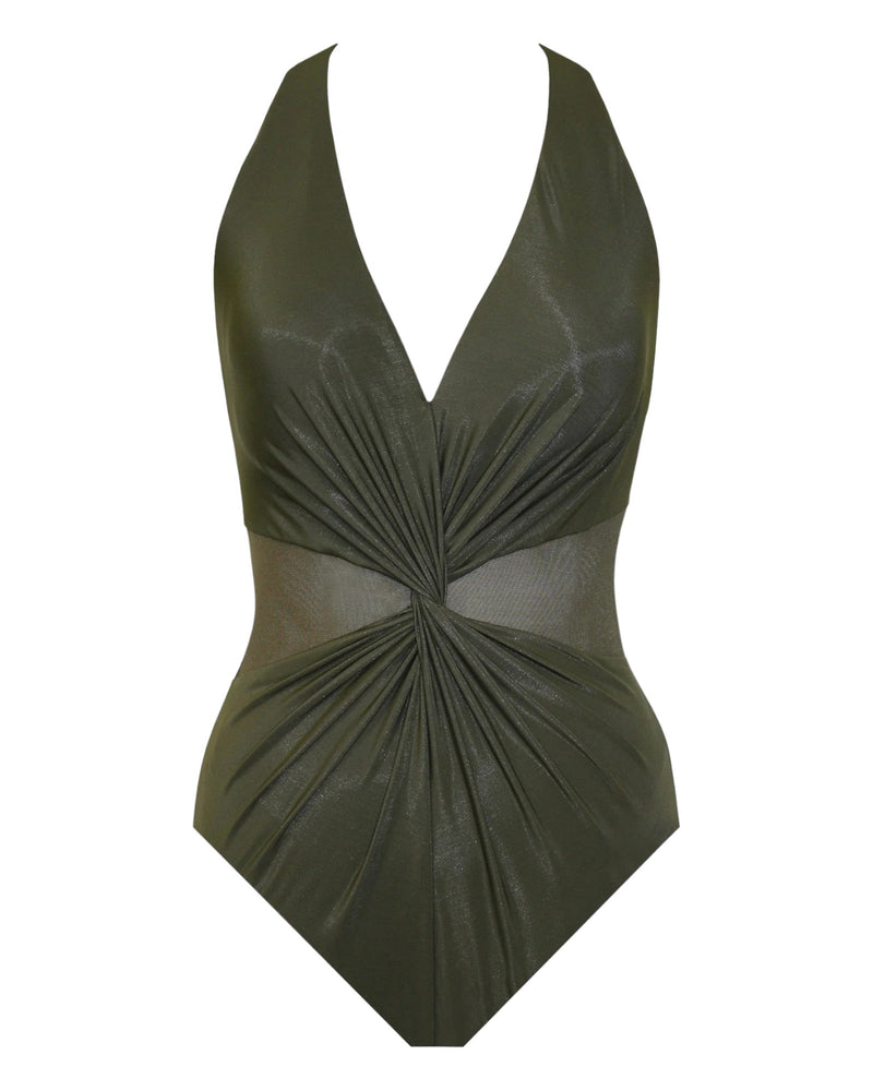 Nori Green Illusionists Wrapture One Piece Swimsuit